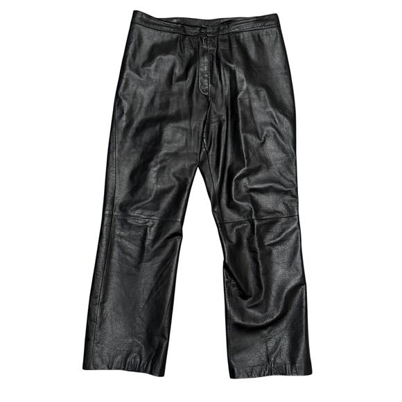 Classiques Entier Vintage Black Real Genuine Leather Pants 14 Straight Leg Edgy - Picture 1 of 8